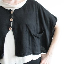 Lniana narzutka vintage MONKI skandynawski kardigan len bawełna