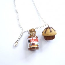 Naszyjnik z kremem czekoladowym i muffinką słodka biżuteria FIMO