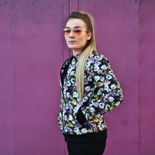 KURTKA BUTTON BOMBER JACKET FLOWER UNISEX KWIATY KWIATKI