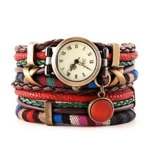 zegarek - bransoletka, boho, z drewnianą zawieszką