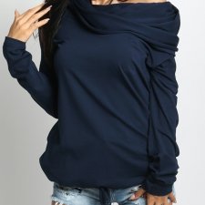 Bluza dresowa gładka KOMIN dekolt WODA L XL