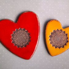 2x SERCE-MAGNES na prezent - zestaw upominkowy MANDALA - stylowe serca ceramiczne - pudełko prezentowe - prezent vintage - GAIA ceramika