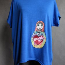 Koszulka ręcznie malowana matrioszka
