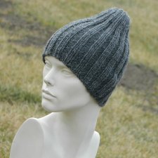 100% WOOL Z MOHEREM * CZAPKA * STALOWY MELANŻ