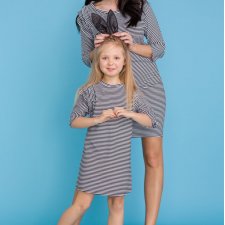 Komplet dla mamy i córki, sukienka "trzy falbanki", model 16, paski