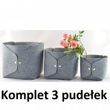 Komplet 3 filcowych pudełek - wysokie szare mix