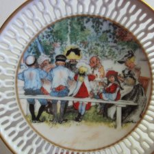 BING & GRØNDAHL -  COPENHAGEN PORCELAIN  DENMARK  - CARL LARSSON -  LUNCH UNDER THE BIRCHTREE - 11802 - kolekcjonerski ażurowy