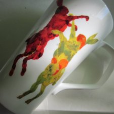 ART BY  CHLOE GARDNER  HAND DECORATED IN UK - NOWY  IMPONUJĄCEJ WIELKOŚCI DESIGNERSKI KUBEK PORCELANOWY