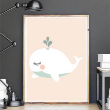 Plakat A2 pastelowy wieloryb