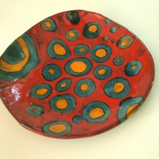 Kolorowy talerz ceramiczny, patera