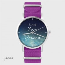 Zegarek - Live Your Dreams - amarant, nylonowy