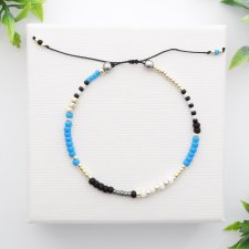 Bransoletka koralikowa Minimal Hematite - Blue and Silver