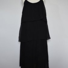 czarna maxi S/M plisowana falbany sukienka Friis & Company