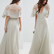 ASOS SUKIENKA MAXI pastelowa zieleń koronka L Ho_4