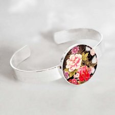ROMANTICA bransoleta z kwiatowym motywem w szkle