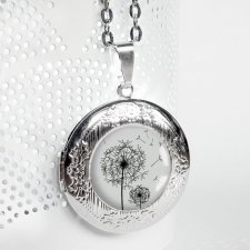 dmuchawce:: mały sekretnik medalion otwierany z grafiką za szkłem