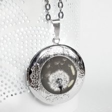 dmuchawce:: mały sekretnik medalion otwierany z grafiką za szkłem