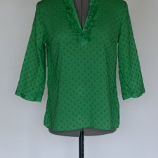 zielona bluzka z żabotem XS