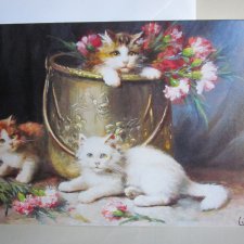 Nówka  Pocztówka -THE CAT COLLECTION - MISCHIEF  MAKERS  BY LEON CHARLES HUBER ( 1858 -1928 ) FINE ART