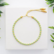 Bransoletka koralikowa Minimal Dots - Green and Gold