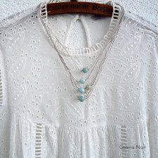 Amazonit - lniany naszyjnik