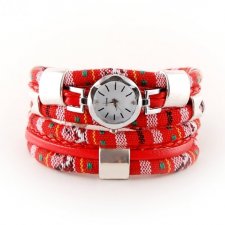 zegarek- bransoletka, czerwony, w stylu boho