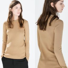 ZARA knit beżowy sweter złota kolia R 38/M Hp_3