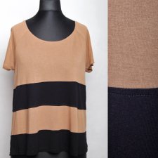 H&M T-SHIRT BLUZKA w czarno-beżowe pasy R 36/S Hp_4