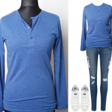 H&M CASUAL LONGSLEEVE niebieski S/M  Hp_107