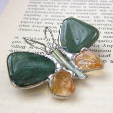 Broszka i wisior (2 w 1): Motyl zielono-cytrynowy