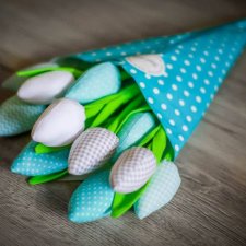 Tulipany z materiału 31cm-12szt Dzień matki
