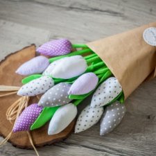 Tulipany z materiału 31cm-12szt Dzień matki