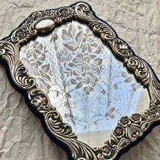 Vintage Silver Plated Mirror ❀ڿڰۣ❀ Lustro 27cm.❀ڿڰۣ❀ Wyjątkowe!