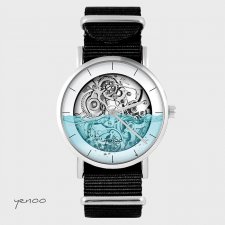 Zegarek - Steampunk wodny - czarny, nylonowy