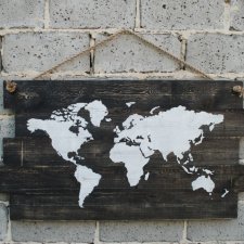 Obraz na drewnie mapa świata heban
