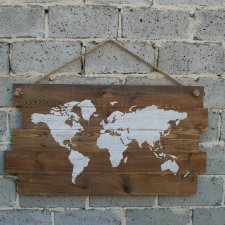 Obraz na drewnie mapa świata palisander