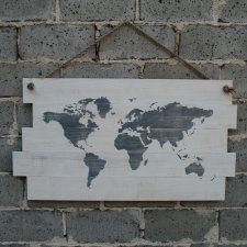 Obraz na drewnie mapa świata biała