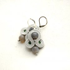 małe klipsy sutasz z agatami - soutache