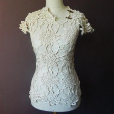SZYDEŁKOWA AŻUROWA HAND MADE LETNIA BLUZKA 36 UNIKAT * POJEDYNCZA SZTUKA * NOWA