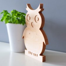 Wesoła drewniana sowa, sówka z drewna, drewniane dodatki boho dekoracje, rustykalne, leśny pokój, ozdoby do pokoju dziecka naturalne