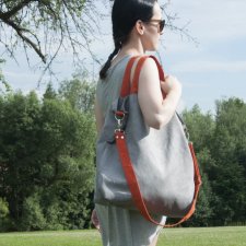 Torba hobo XXL - szary, pomarańcz