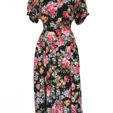 (Autentyczny vintage) Sukienka w malowane kwiaty boho gypsy