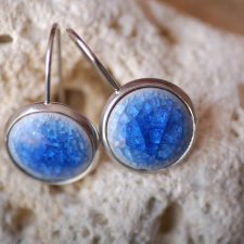 Kolczyki wiszące BŁĘKITNA LAGUNA na biglach ze stali chirurgicznej - niebieska biżuteria idealna na prezent dla kobiety, biżuteria autorska GAIA