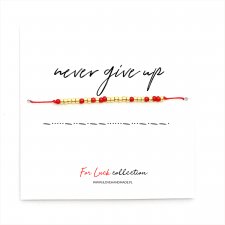 Bransoletka koralikowa For Luck - NEVER GIVE UP (złota)