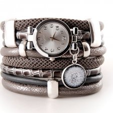 Zegarek- bransoletka srebrzysto- szary z dmuchawcem