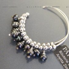 SREBRO, kolczyki -  naturalne czarne perły