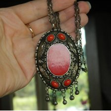 SILVER 925 LUDOWY WISIOR * ZAWIESZKA ETNO * NA SREBRNYM ŁAŃCUSZKU 925 * DZWONECZKI * NASZYJNIK