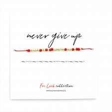 Bransoletka koralikowa For Luck - NEVER GIVE UP (srebrna)