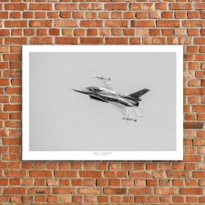 Plakat 100x70 cm - Samolot F-16- czarno-biały-02