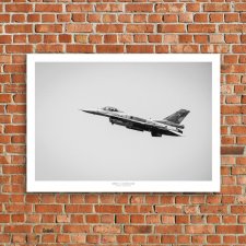 Plakat 100x70 cm - Samolot F-16- czarno-biały-03